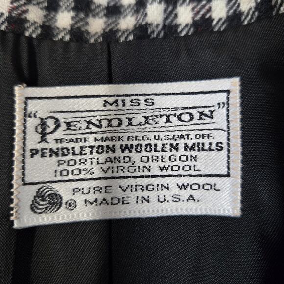 Vintage Miss Pendleton Virgin Wool Skirt Suit 2PC Women 10 Small Black White Red - Picture 7 of 13